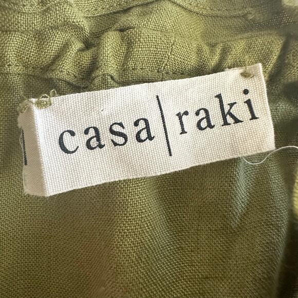 Casa Raki Selina Organic-Linen Voile Midi Dress Olive Green - Picture 6 of 8